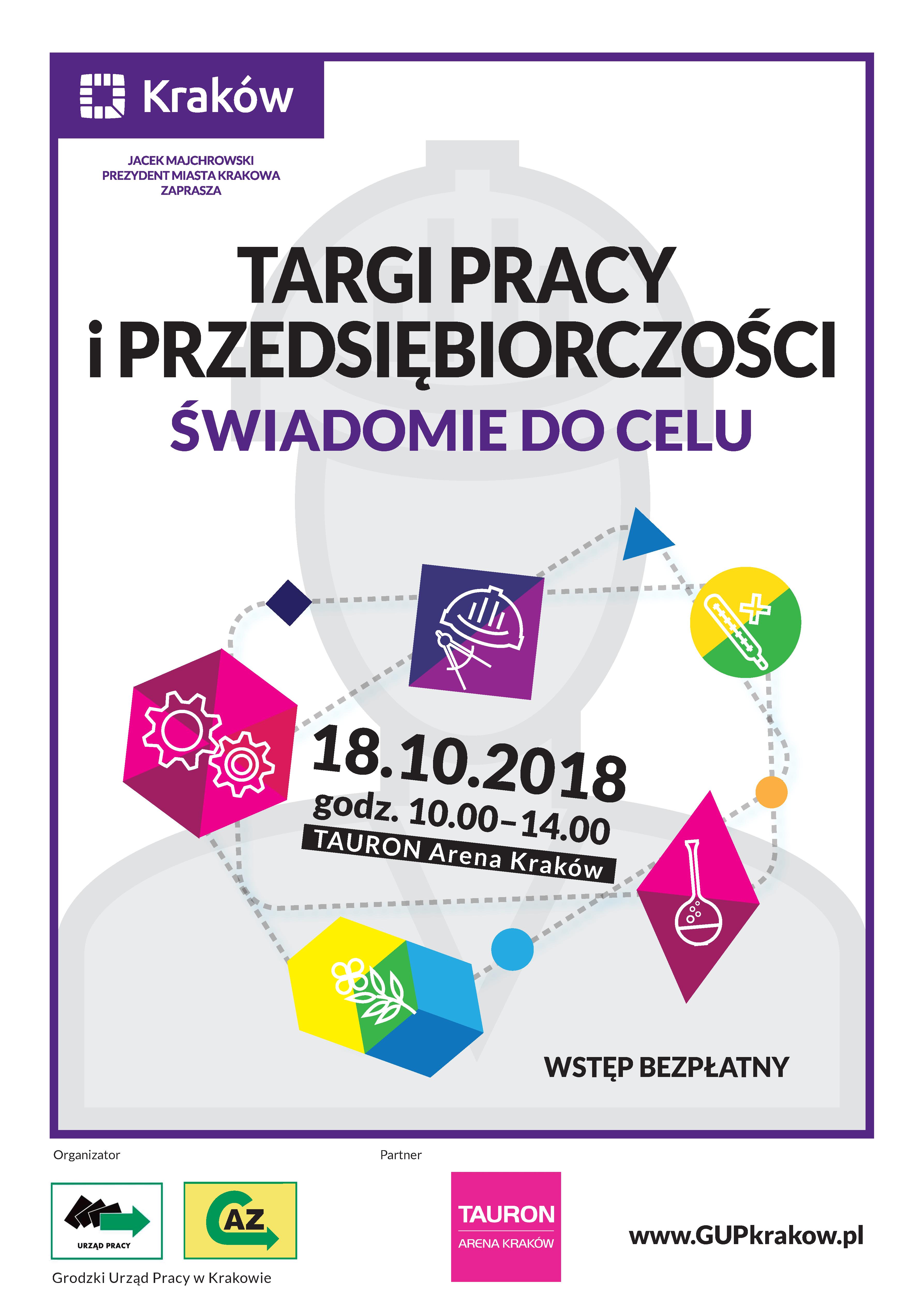 Plakat promujący Targi Pracy organizowane przez GUP w Krakowie