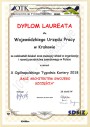 Dyplom laureata X OTK 2018 dla Wojewódzkiego Urzędu Pracy w Krakowie