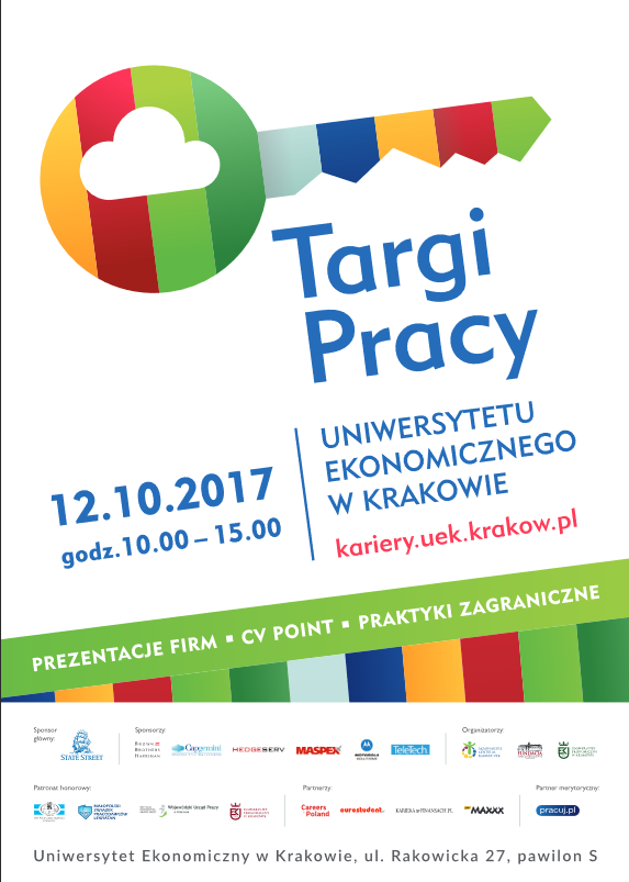 Plakat promujący Targi Pracy Uniwersytetu Ekonomicznego w Krakowie