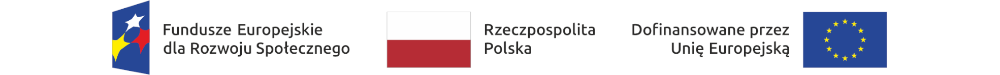 Logotypy informujące o dofinansowaniu projektu ze środków Funduszy Europejskich dla Rozwoju Społecznego