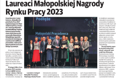 Obrazek dla: O Małopolskiej Nagrodzie Rynku Pracy 2023 w Gazecie Krakowskiej